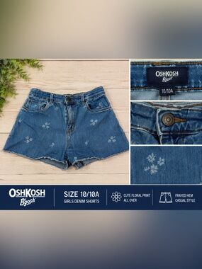 OshKosh B'gosh Blue Floral Denim Cutoff Shorts